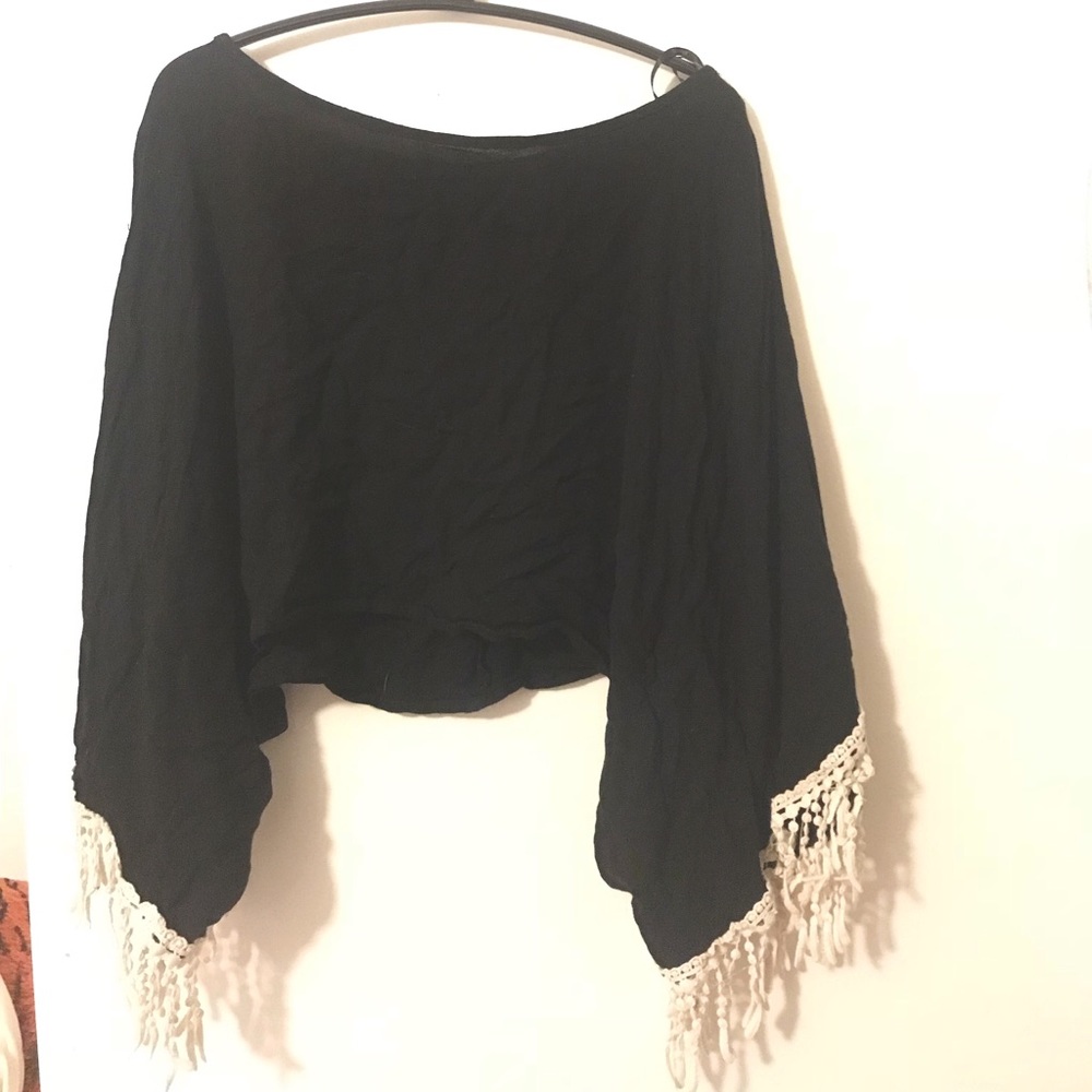 black flowy crop top